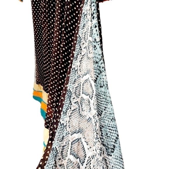 Boho Maxi Dress Smocked Tassled Print Flared Flowy Coachella Festival Sz Small - Picture 4 of 16